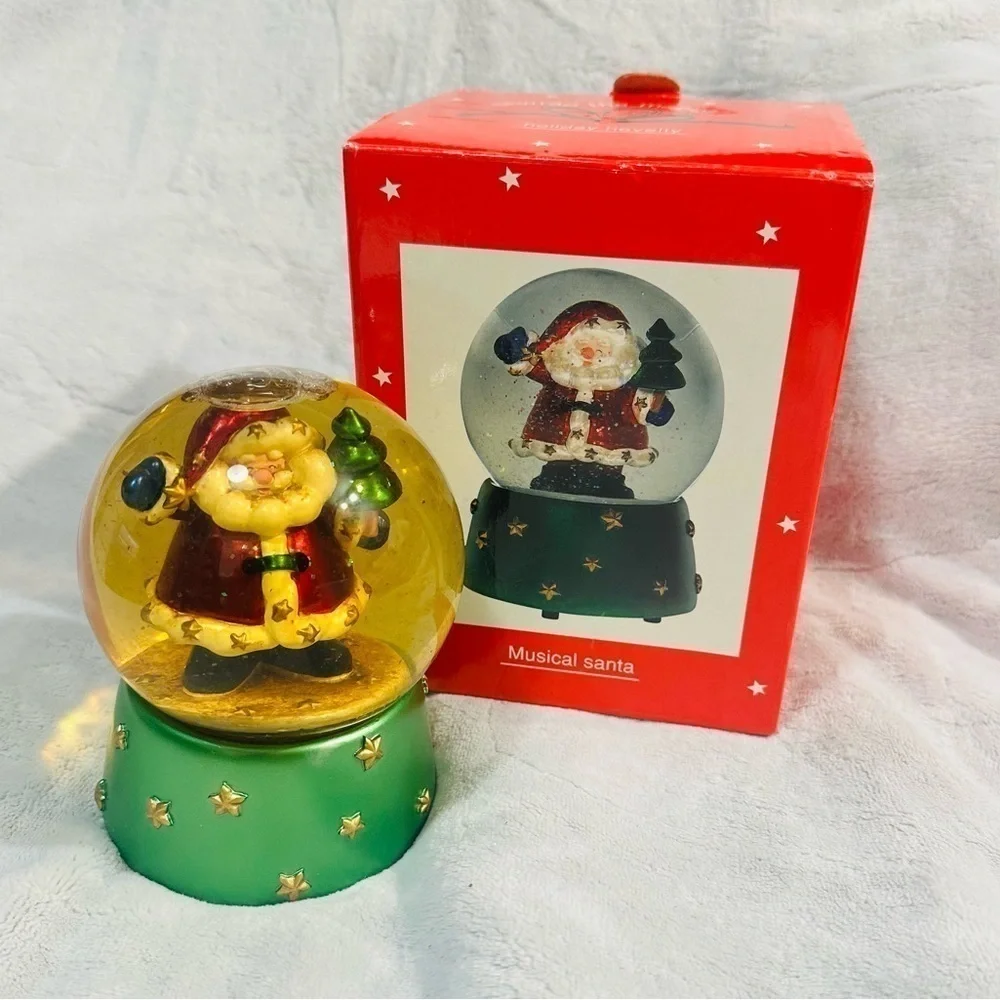 Vintage Musical Santa Snow Globe Plays Joy To The World NIB Christmas Holiday‎